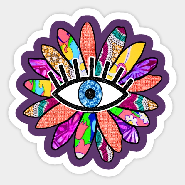 Greek Evil Eye Baby Pink Flower Sticker by artbyomega